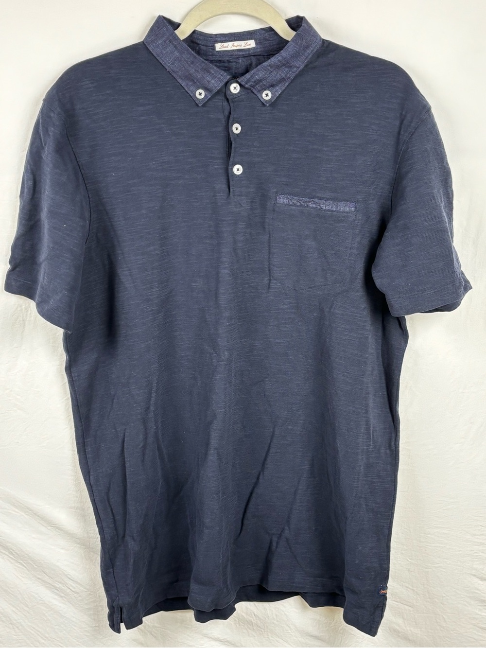Good Man Brand Mens Large Navy Button-Down Collar Polo